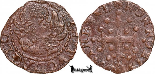 1584-1629, Æ Sesino - Francesco Filiberto Ferrero Fieschi - Masserano - Ancona & Urbino - Statele Italiene - var. legendă