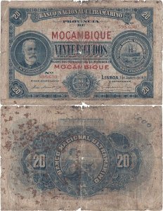 1921 (1 Ianuarie), 20 escudos (P-70b) - Mozambic
