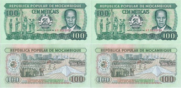 1983 (16 Iunie) , 100 meticais (P-130a.1) - Mozambic (×2)