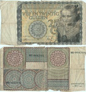 1940 (20 Mai), 25 gulden (P-57) - Țările de Jos