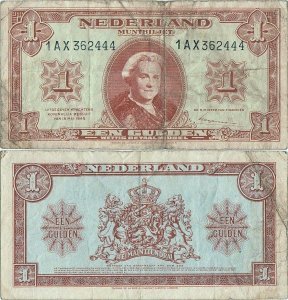 1945 (18 Mai), 1 gulden (P-70a.3) - Țările de Jos