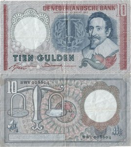 1953 (23 Martie), 10 gulden (P-85) - Țările de Jos
