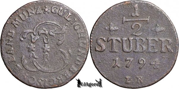 1794 PR, ½ Stüber - Carl Theodor - Ducatul de Jülich-Berg