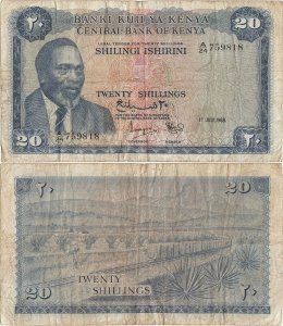 1968 (1 Iulie), 20 shillings (P-3c) - Kenya