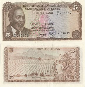 1972 (1 Iulie), 5 shillings (P-6c) - Kenya