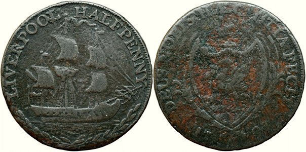 1793, ½ penny - Lancashire - Liverpool - Regatul Marii Britanii