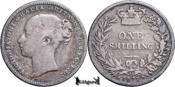 1877, 1 Shilling - Victoria - Regatul Unit al Marii Britanii și Irlandei