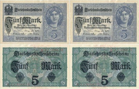 1917 (1 August) , 5 mark (P-56b.1) - Germania (×2)
