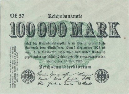 1923 (25 Iulie), 100.000 mark (P-91a) - Germania