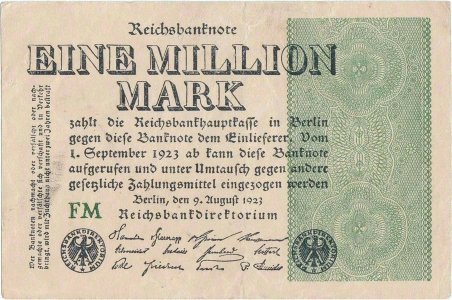 1923 (9 August), 1.000.000 mark (P-102c) - Germania