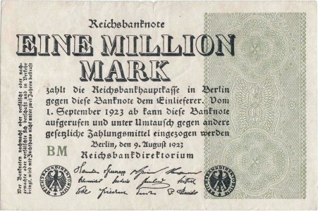 1923 (9 August), 1.000.000 mark (P-102c) - Germania