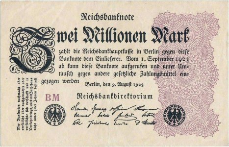 1923 (9 August), 2.000.000 mark (P-104c) - Germania