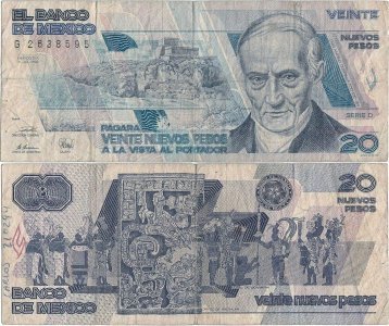 1992 (31 August), 20 nuevos pesos (P-96a) - Mexic
