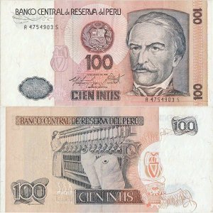 1986 (6 March), 100 intis (P-132b) - Peru