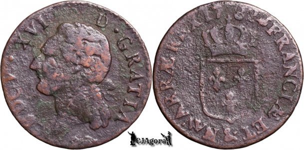 1782 (&), ½ Sol of an Ecu - Ludovic al XVI-lea - Regatul Franței