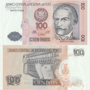 1987 (26 Iunie), 100 intis (P-133a) - Peru