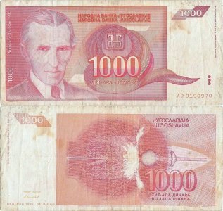 1992, 1,000 dinara (P-114) - Iugoslavia