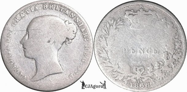 1866, 6 pence - Victoria (1st portrait ; 1st type) - Regatul Unit