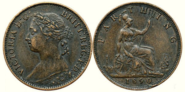 1890, 1 farthing - Victoria Alexandrina - Regatul Unit al Marii Britanii și al Irlandei de Nord