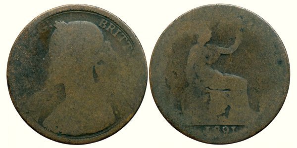 1891, ½ penny - Victoria Alexandrina - Regatul Unit al Marii Britanii și al Irlandei de Nord