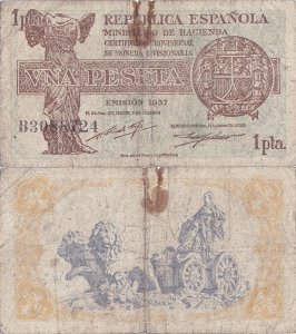 1937, 1 peseta (P-94a) - Spania