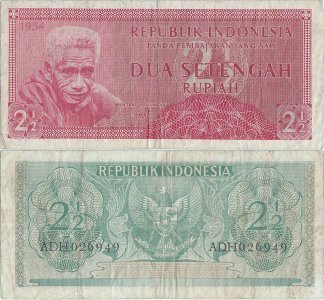 1954, 2½ Rupiah (P-73) - Indonezia