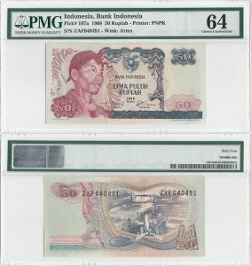 1968, 50 Rupiah (P-107a) - Indonezia