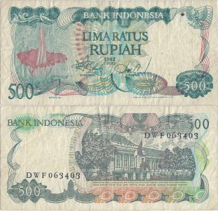 1982, 500 rupiah (P-121a) - Indonezia