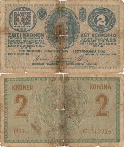 1914 (5 August), 2 kronen (P-17b) - Austro-Hungarian Empire