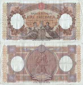 1962 (24 Martie), 10.000 lire (P-89d.3) - Italia