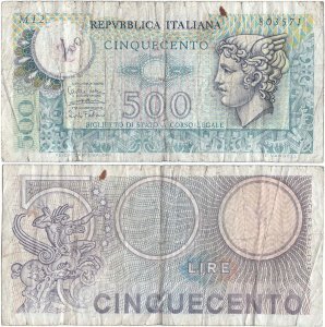 1974 (14 Februarie), 500 lire (P-94a.1) - Italia