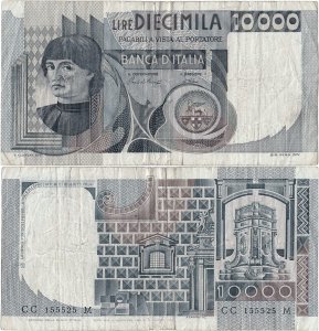 1982 (3 Noiembrie), 10,000 lire (P-106b.2) - Italia