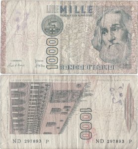 1982 (6 Ianuarie), 1.000 lire (P-109a) - Italia