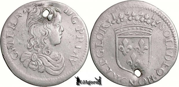 1661, ¹⁄₁₂ Ecu - William Henric - Principatul Orange - Regatul Franței