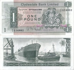 1966 (30 Martie), 1 pound (P-197a.3) - Scoţia