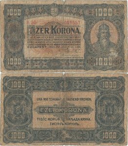 1923 (1 Iulie), 1,000 korona (P-75b) - Regatul Ungariei