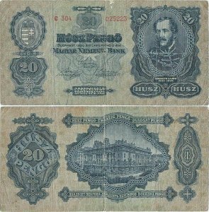 1930 (2 Ianuarie), 20 pengő (P-97) - Ungaria