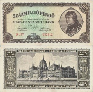 1946 (18 March), 100,000,000 pengő (P-124) - Hungary