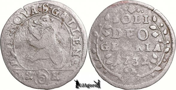 1732, 2 Kreuzer / ½ Batzen - Orașul St. Gallen - St. Gallen - Confederația Elvețiană