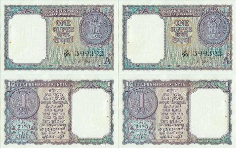1963, 1 rupee (P-76a) - India (×2)