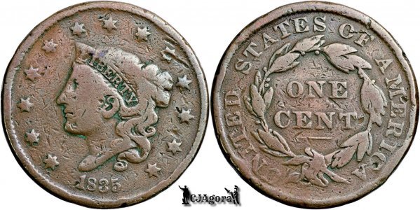 1835, 1 Cent - Liberty Head / Matron Head Modified - United States of America