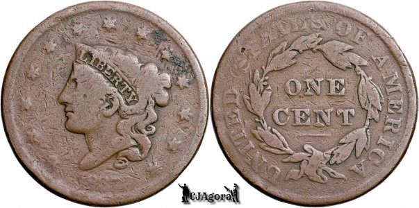 1837, 1 Cent - Liberty Head / Matron Head Modified - United States of America