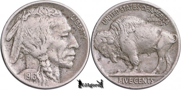 1916, 5 Cents - Buffalo Nickel - United States of America