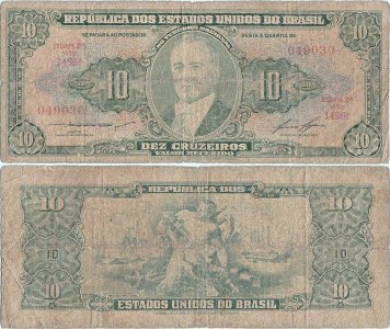 1953, 10 cruzeiros (P-159d) - Brazilia