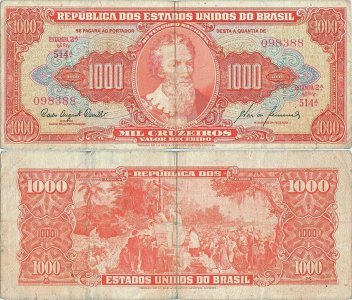 1960, 1,000 cruzeiros (P-165) - Brazilia