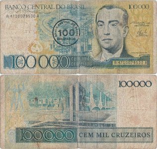 1986, 100 cruzados (P-208a) - Brazilia