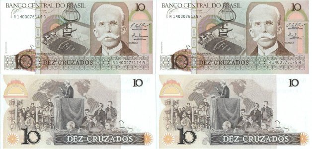 1987, 10 cruzados (P-209b) - Brazilia (×2)