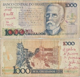 1988, 1,000 cruzados (P-213b) - Brazilia