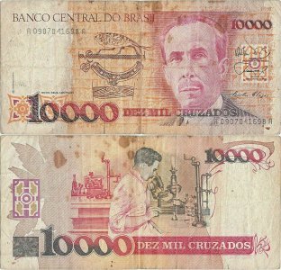 1988, 10,000 cruzados (P-215a) - Brazilia