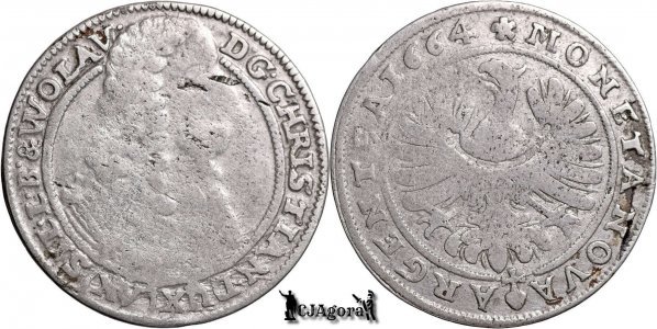 1664, 15 Kreuzer - Christian - Duchy of Liegnitz-Brieg (Duchy of Silesia) - Kingdom of Bohemia